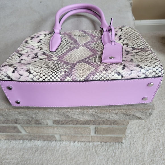 Kate Spade Medium Satchel Lavender Snake Embossed Leather Crossbody Like New - Picture 10 of 12